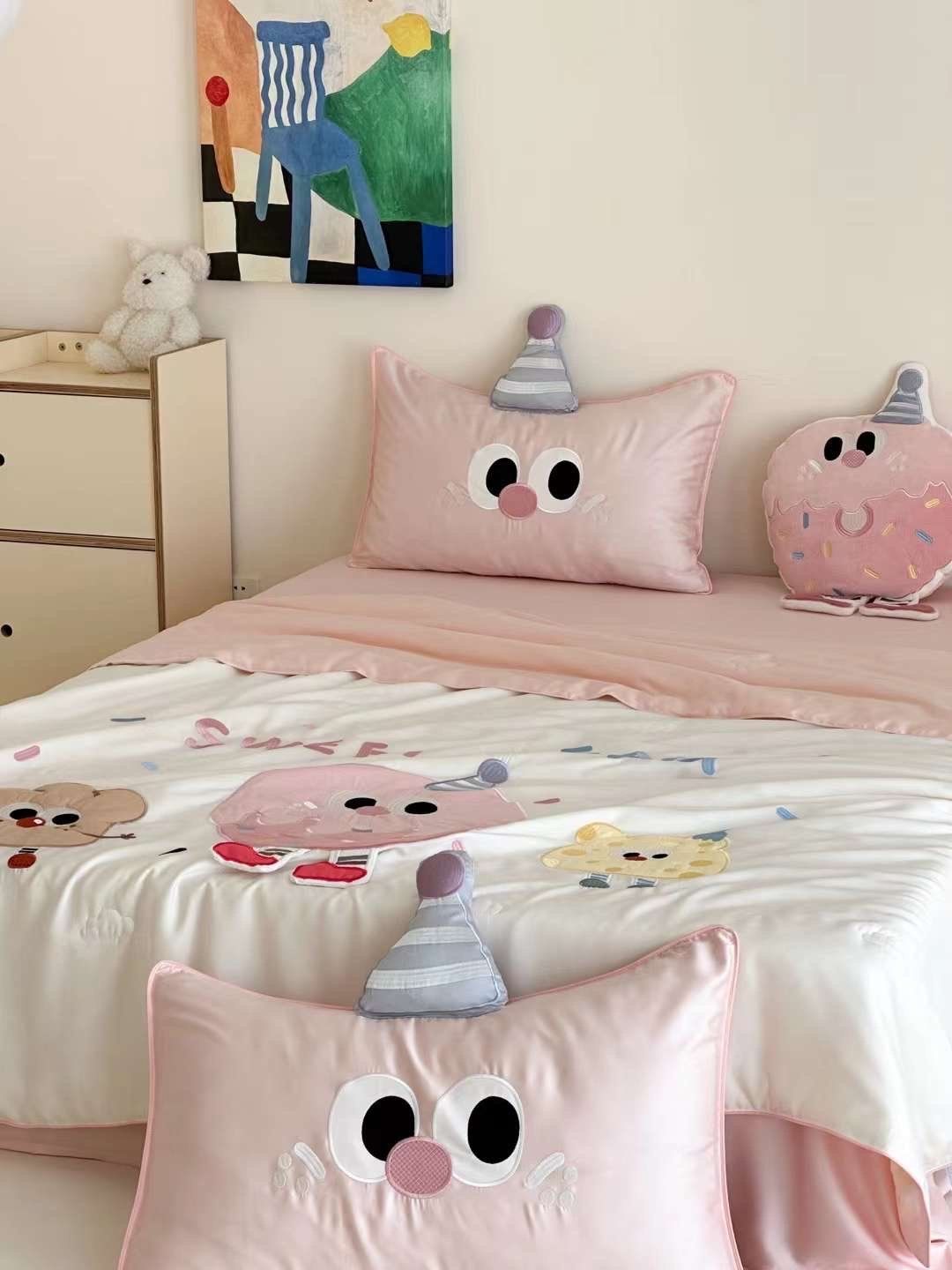 Chăn ga tencel chăn hè cho bé - Sweet dream Hồng
