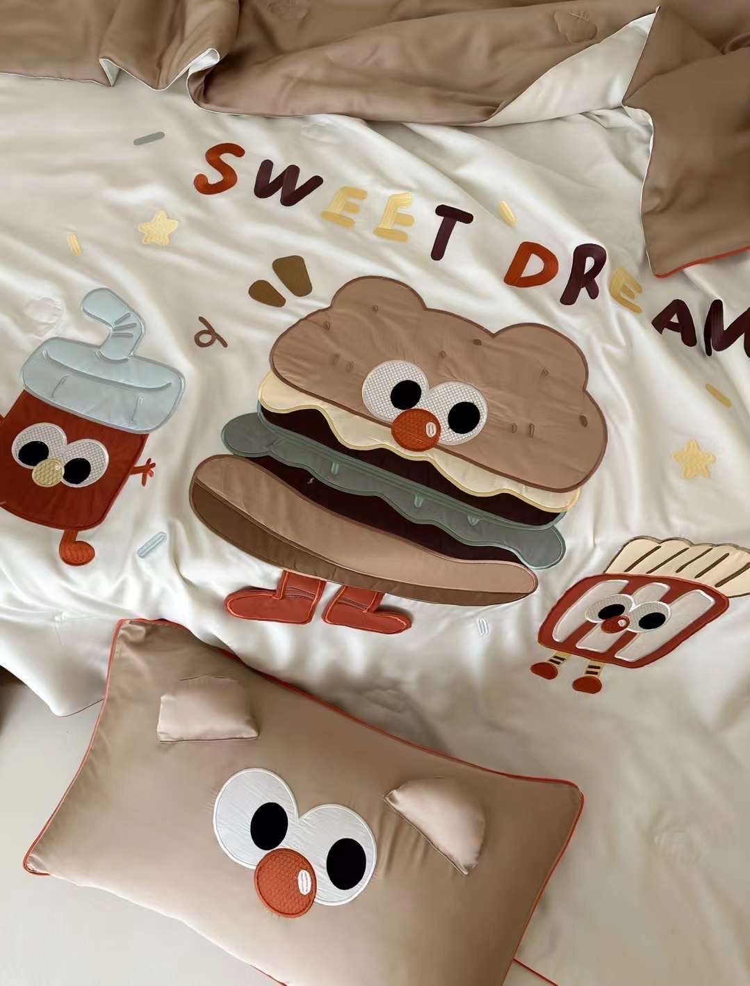 Chăn ga tencel chăn hè cho bé - Sweet dream Nâu