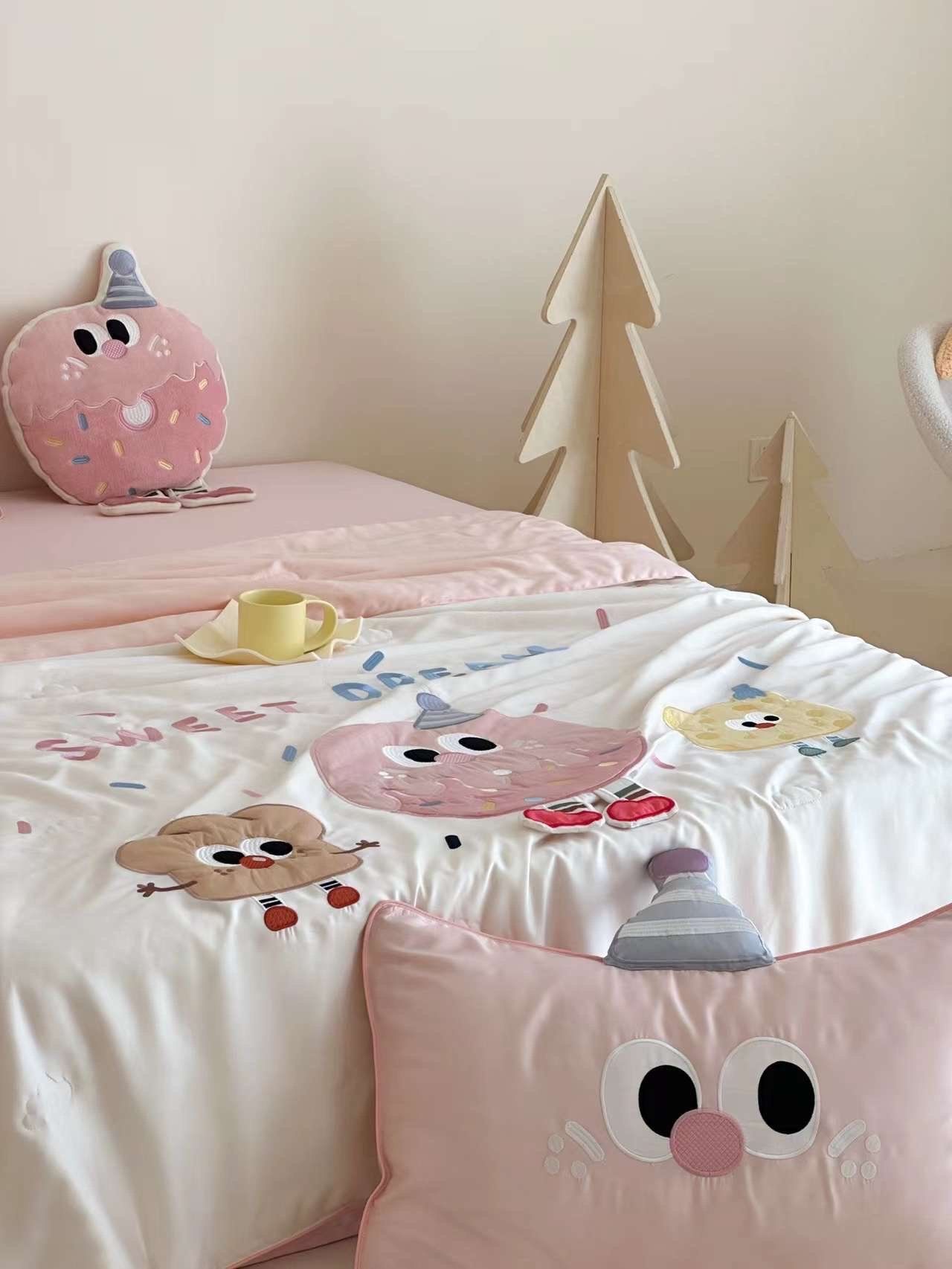 Chăn ga tencel chăn hè cho bé - Sweet dream Hồng