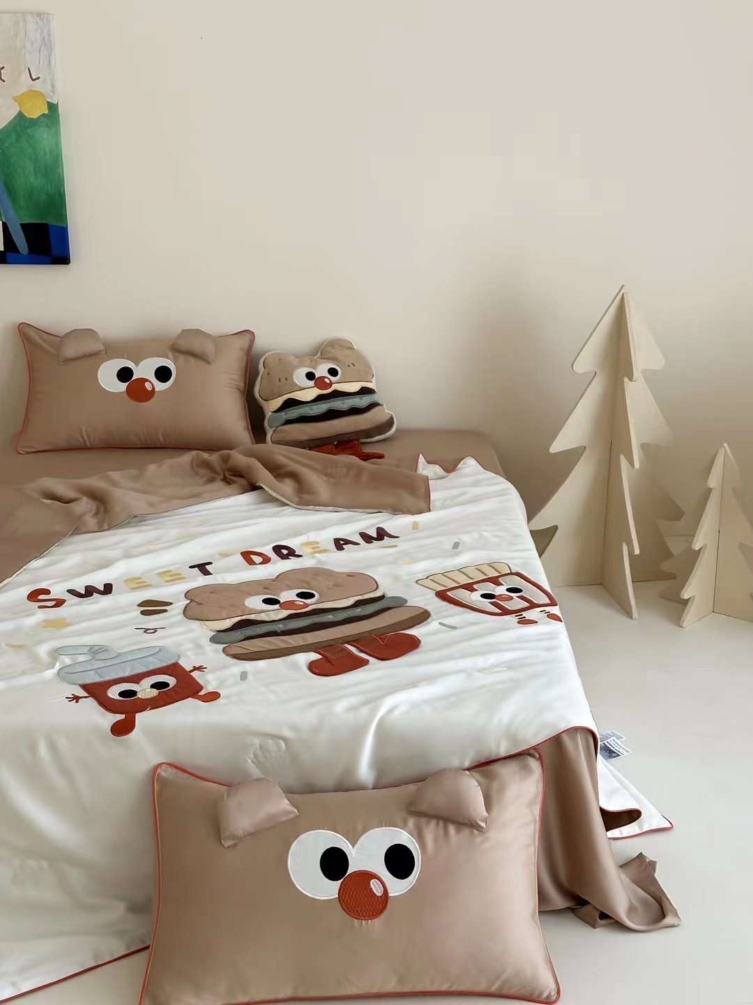 Chăn ga tencel chăn hè cho bé - Sweet dream Nâu