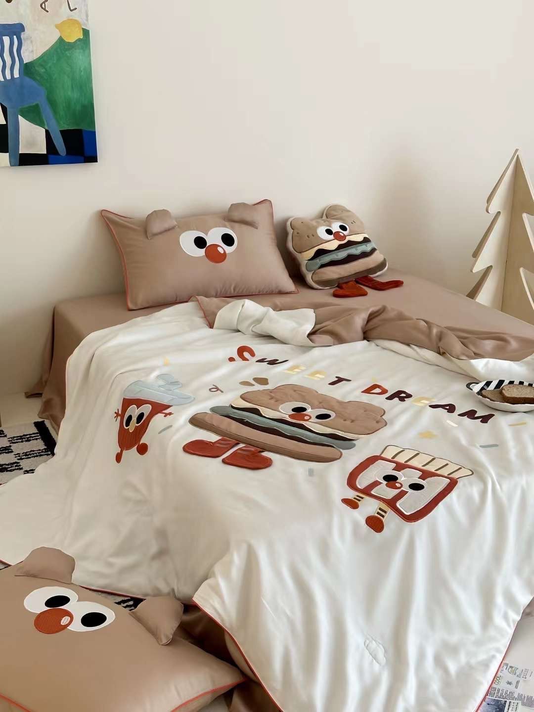 Chăn ga tencel chăn hè cho bé - Sweet dream Nâu