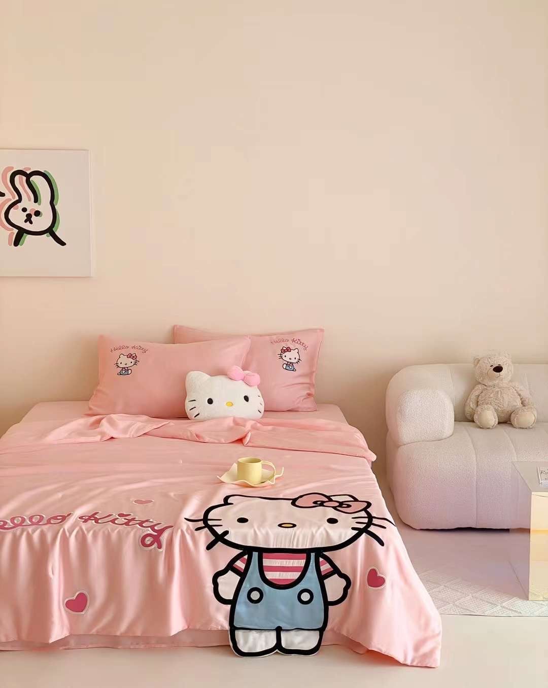 Chăn ga tencel chăn hè cho bé - Hello Kitty
