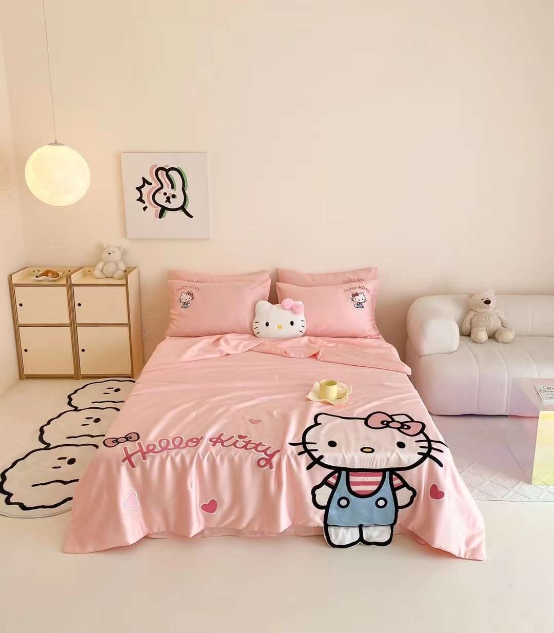 Chăn ga tencel chăn hè cho bé - Hello Kitty