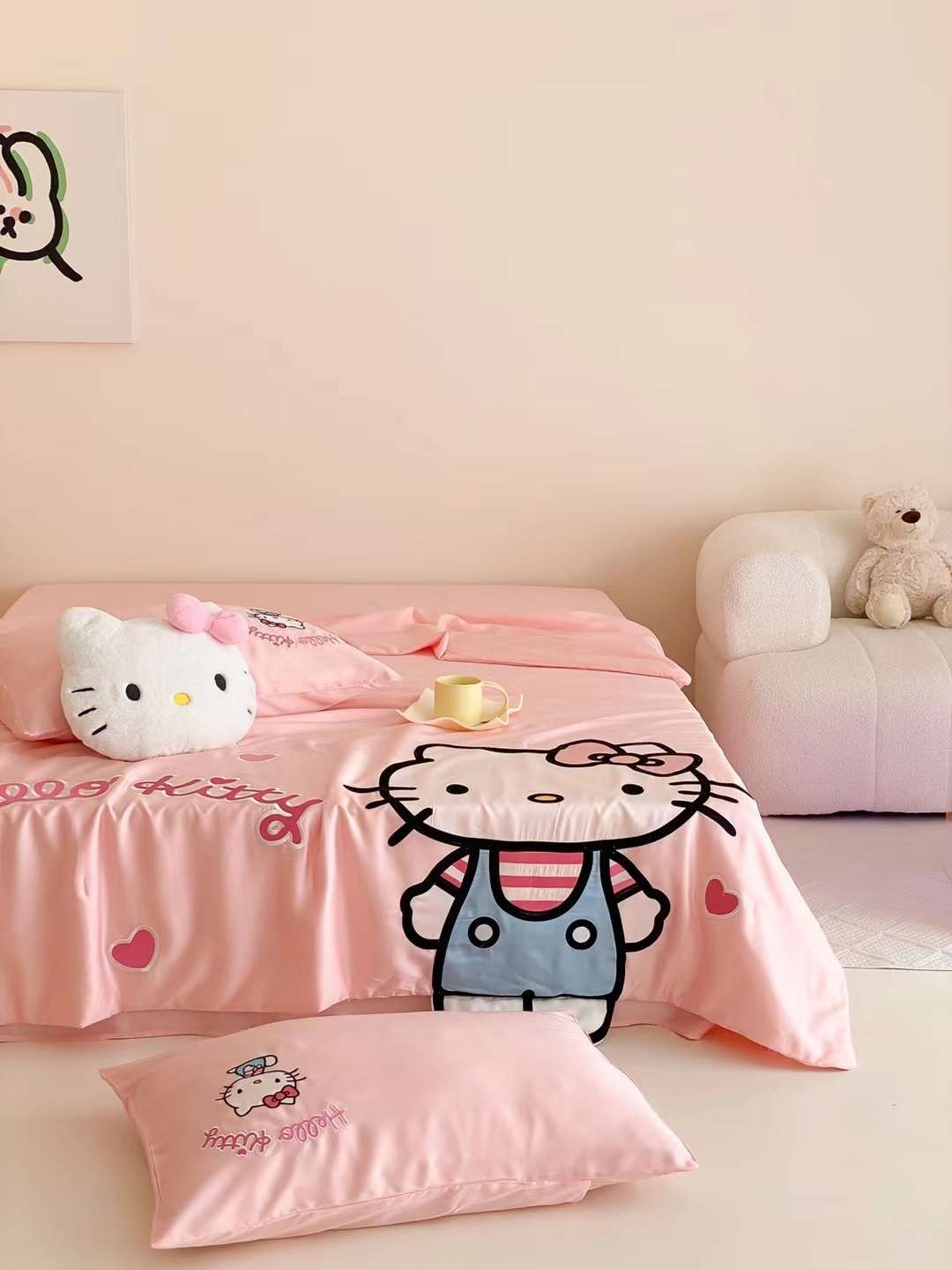 Chăn ga tencel chăn hè cho bé - Hello Kitty
