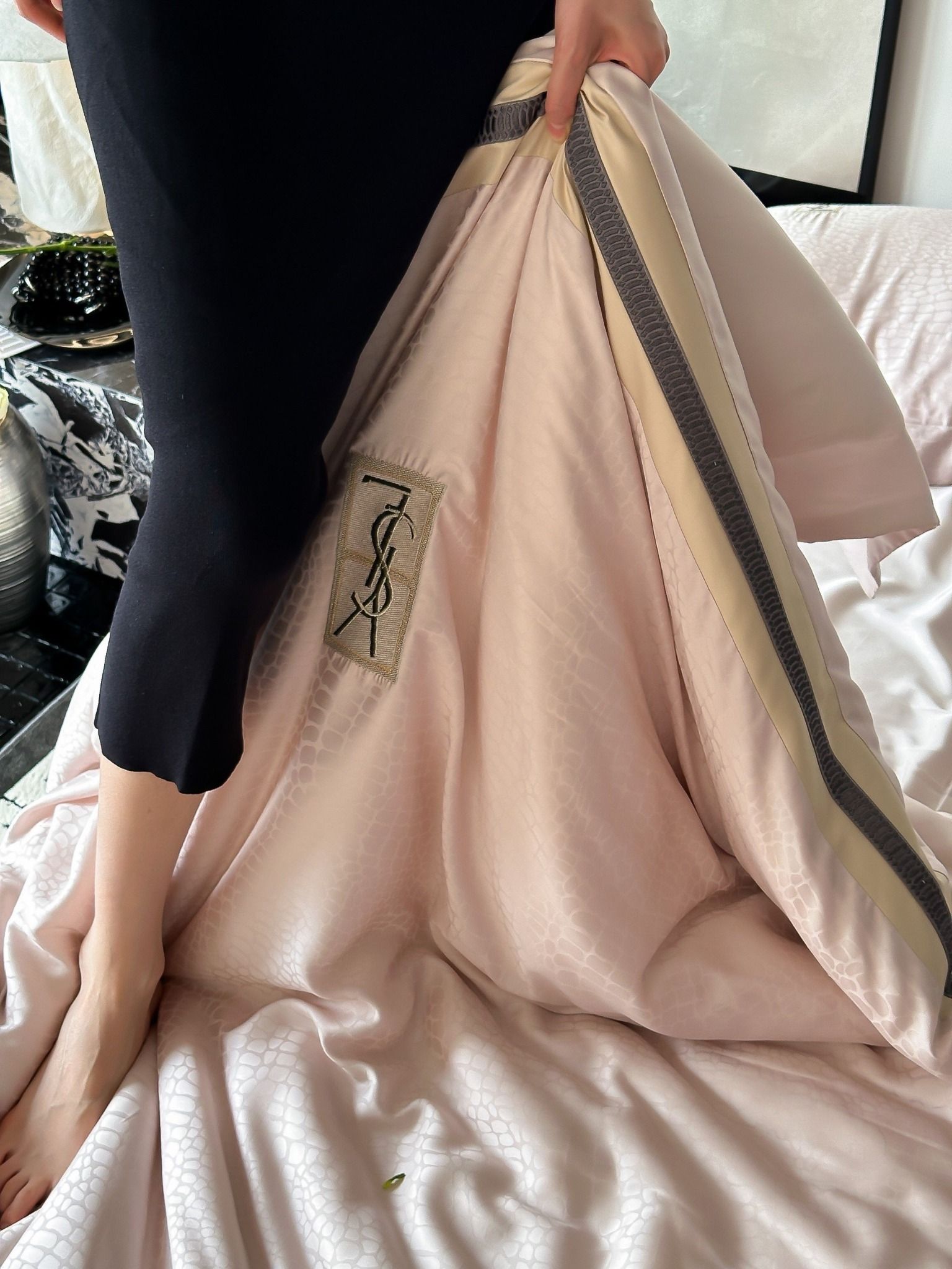 Set chăn ga tencel YsL 80s - Hồng nhạt