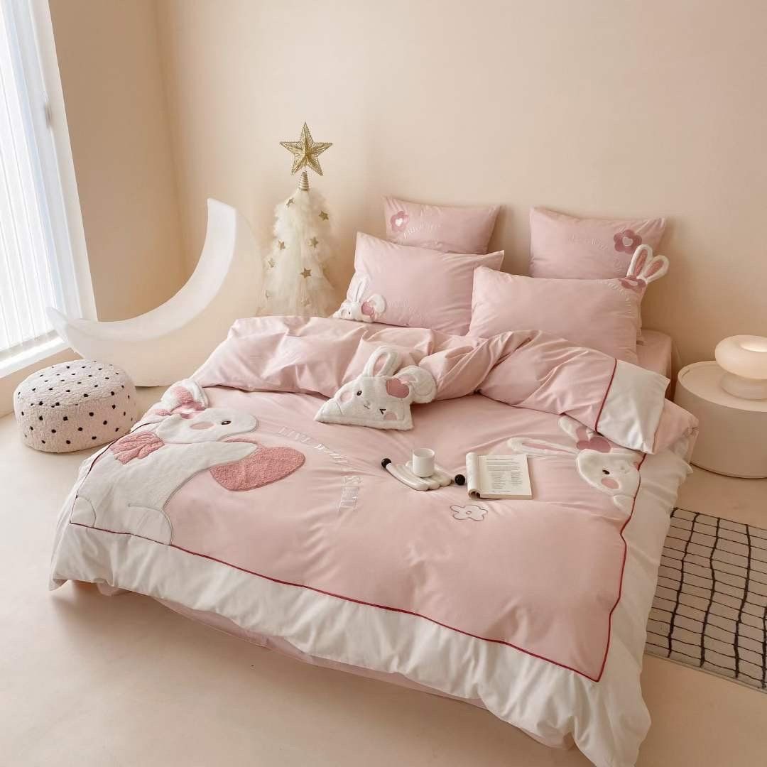 Bộ Chăn Ga Cotton Linen Kids - Thỏ