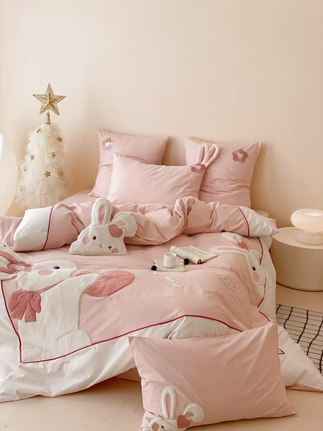 Bộ Chăn Ga Cotton Linen Kids - Thỏ