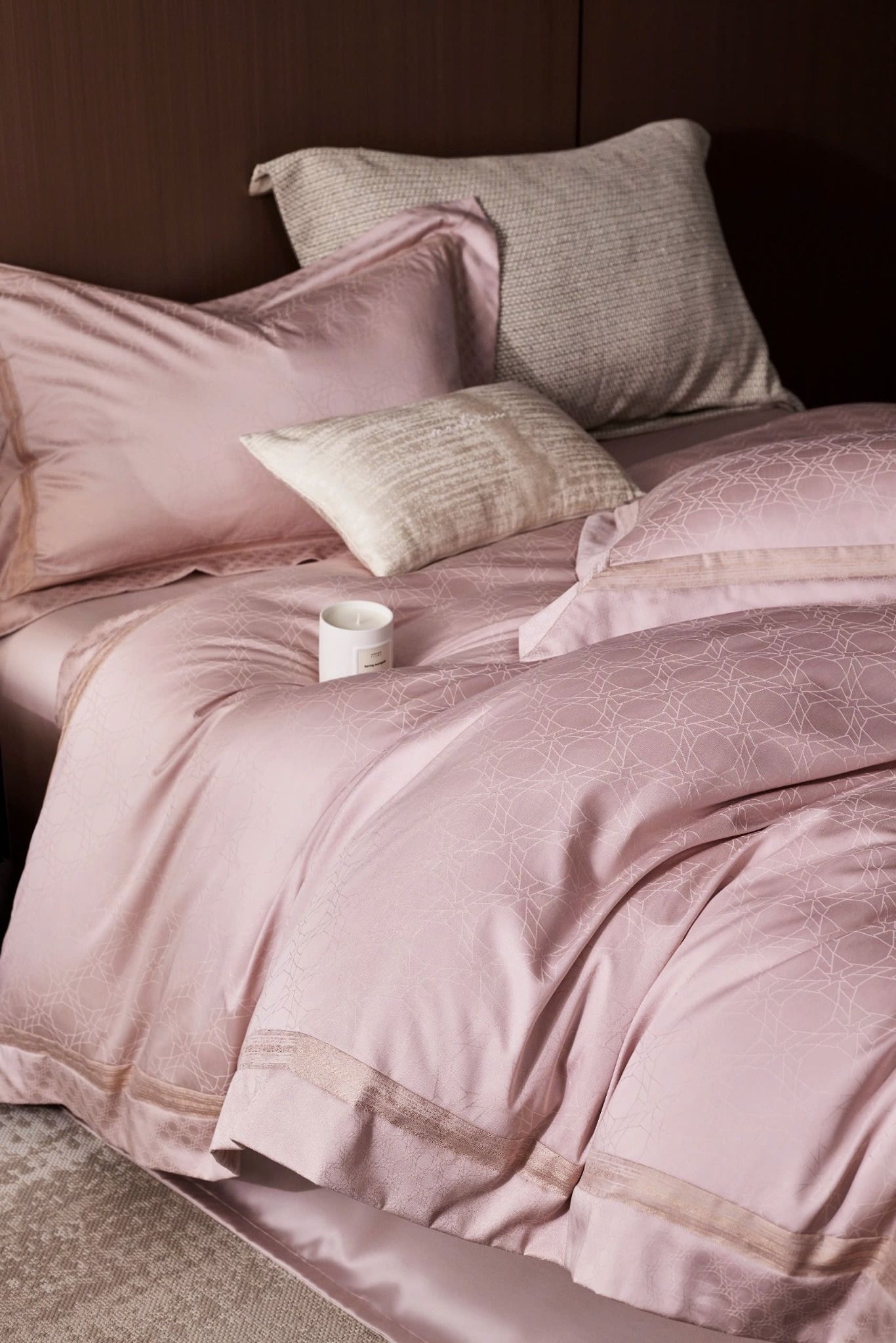 Set Chăn Ga Tencel 120s Markcross Dệt Vân Chìm - Màu Hồng