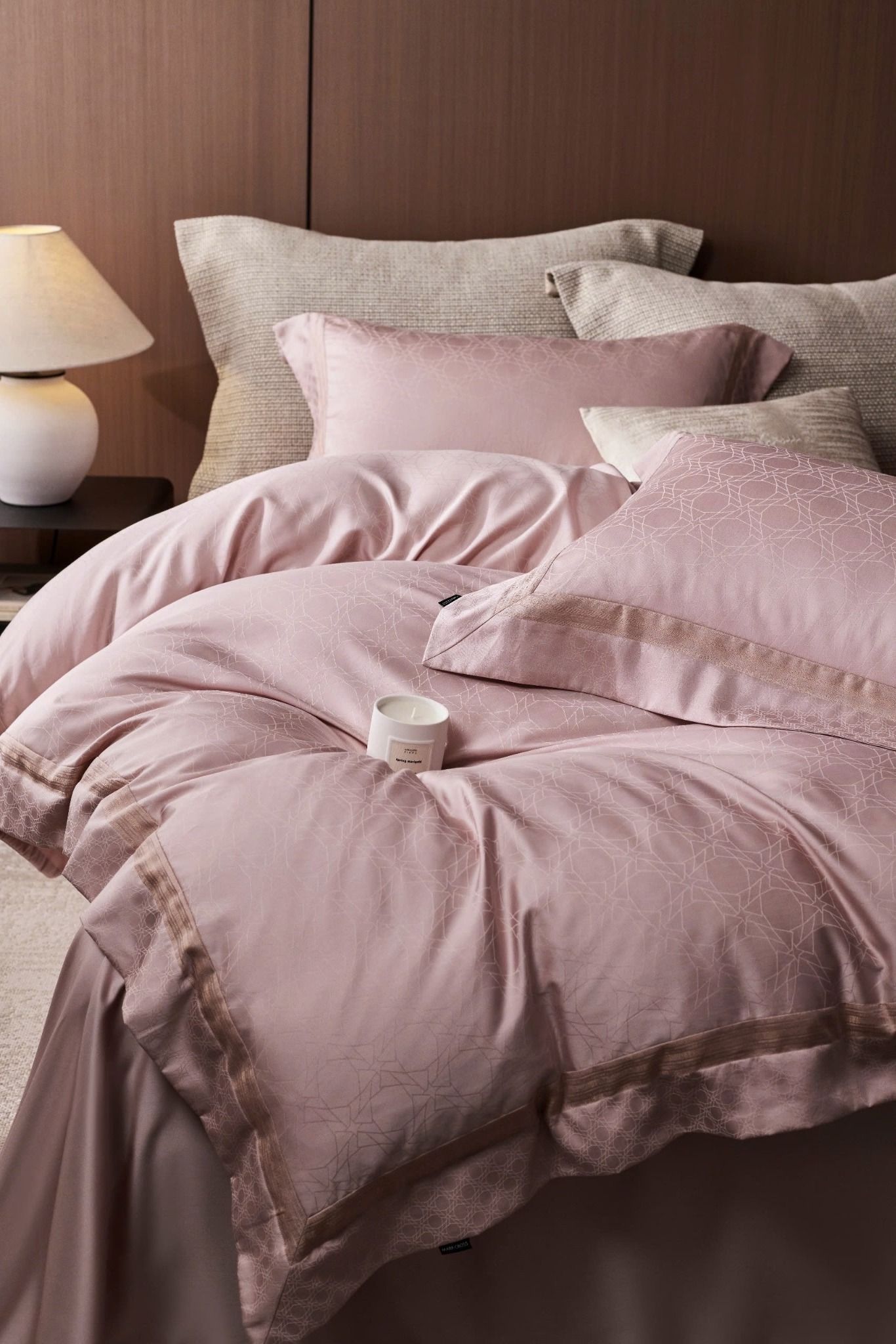 Set Chăn Ga Tencel 120s Markcross Dệt Vân Chìm - Màu Hồng