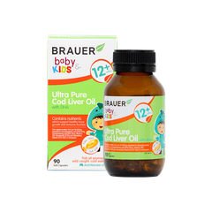 Brauer Ultra Pure Cod  Liver Oil With DHA Bổ Sung DHA Phát Triển Trí Não Cho Bé  90 viên