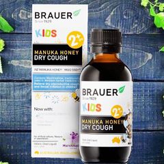 Siro Ho Cho Bé 2 Tháng Tuổi  Brauer Kids Manuka Honey Dry Cough 2+ 100ml Úc