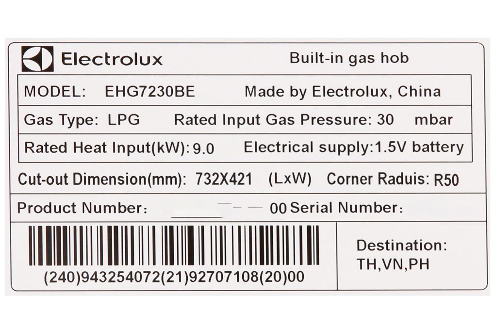 EHG7230BE - Bếp Ga Âm Electrolux