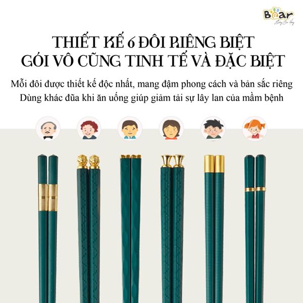 CX-E0102 - Bộ Đũa Nhựa Phủ Nano Bear
