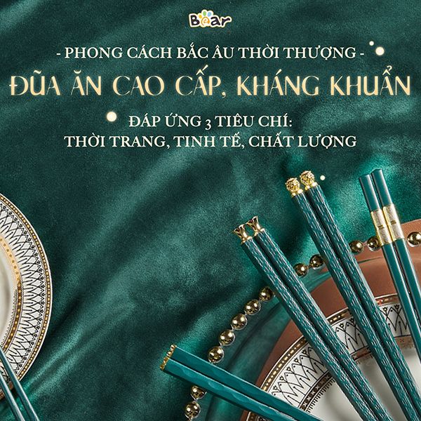 CX-E0102 - Bộ Đũa Nhựa Phủ Nano Bear
