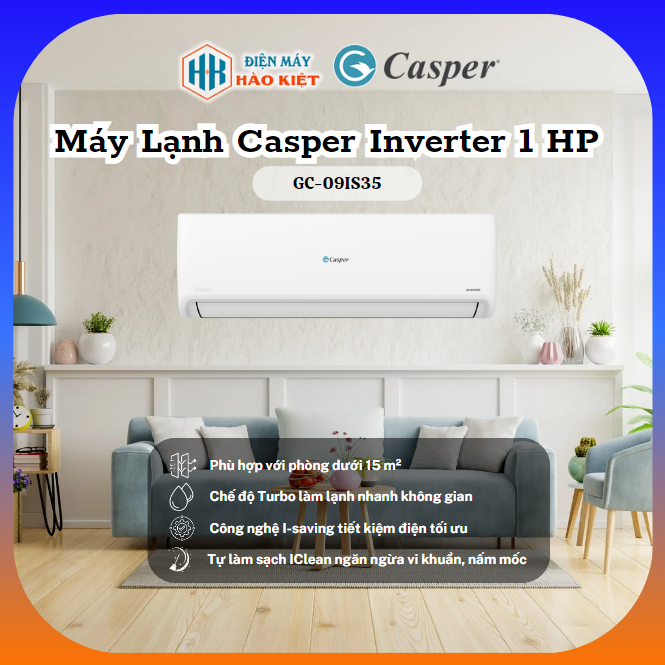 GC-09IS35 - Máy Lạnh Casper Inverter 1 HP - Dưới 15m²