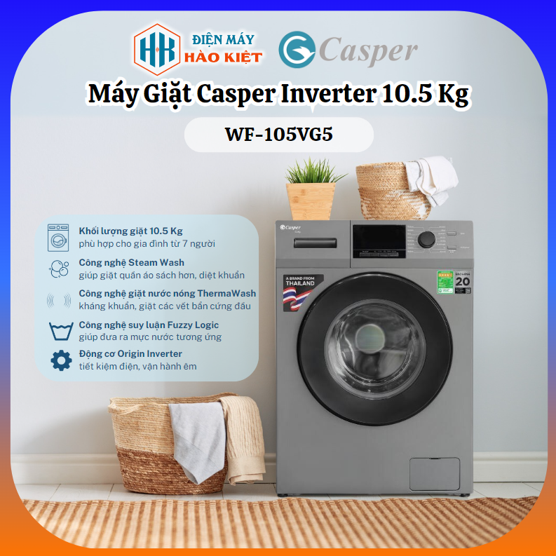 WF-105VG5_Máy Giặt Casper Inverter 10.5 Kg