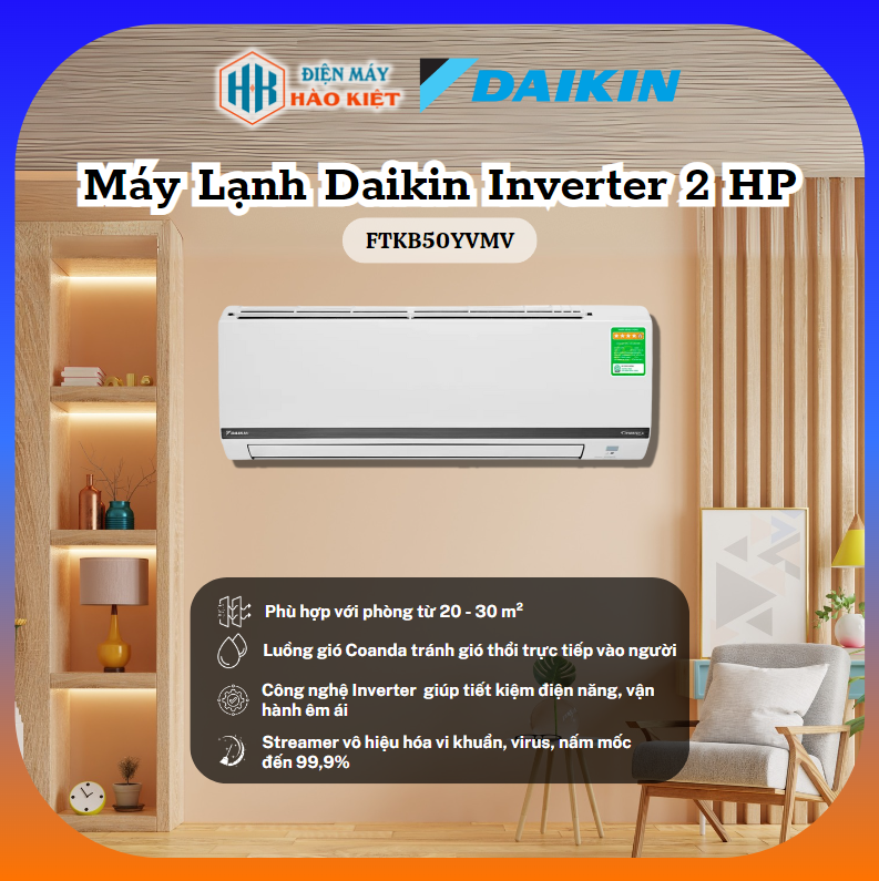 FTKB50YVMV - Máy Lạnh Daikin Inverter 2HP