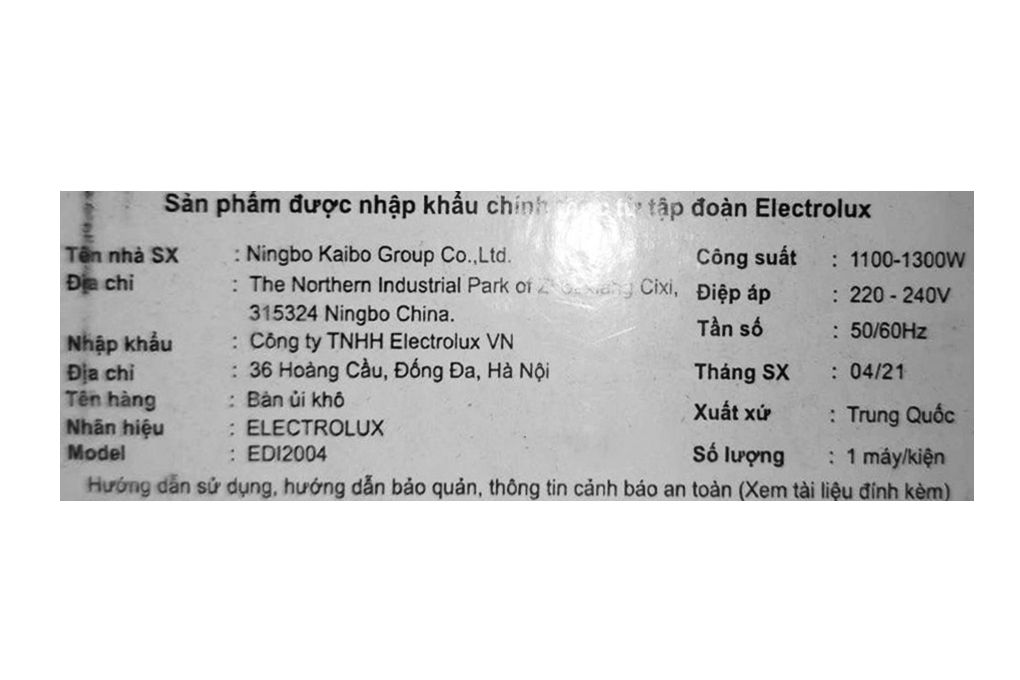 EDI2004 - Bàn Ủi Khô Electrolux - Trắng Xanh