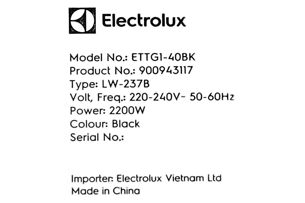 ETTG1-40BK - Vỉ Nướng Điện Electrolux