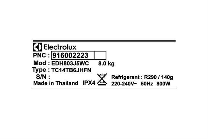 EDH803J5WC - Máy sấy bơm nhiệt Electrolux UltimateCare 8 kg