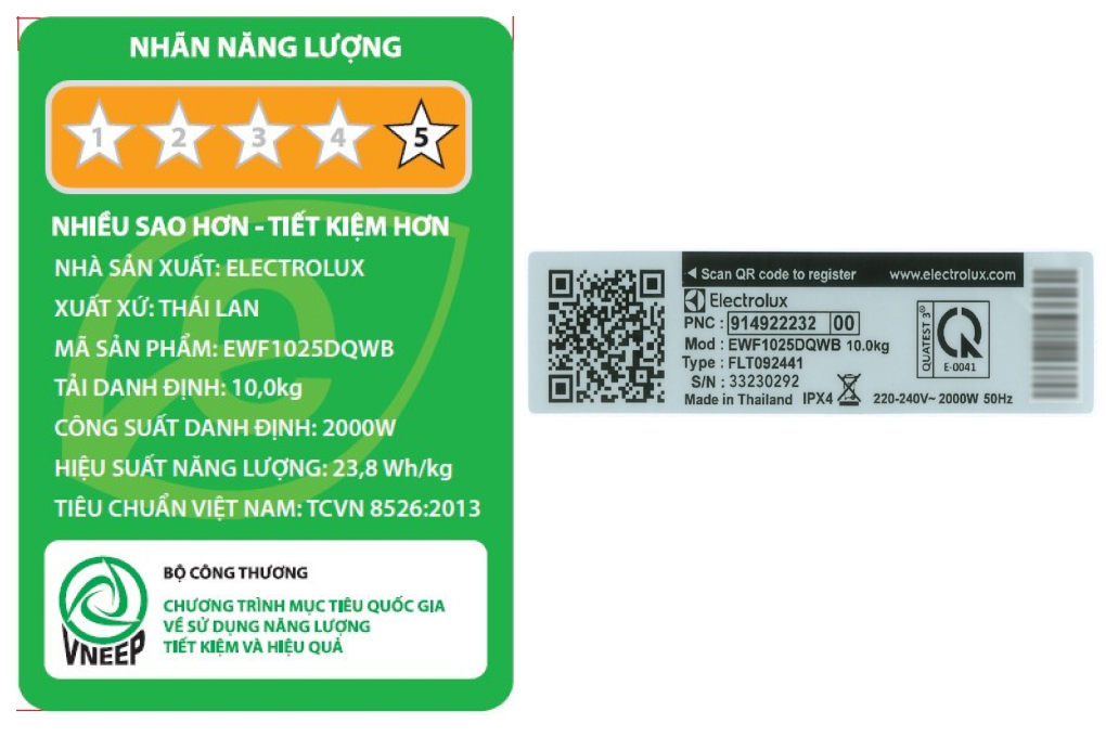 EWF1025DQWB - Máy Giặt Electrolux Inverter - 10 Kg