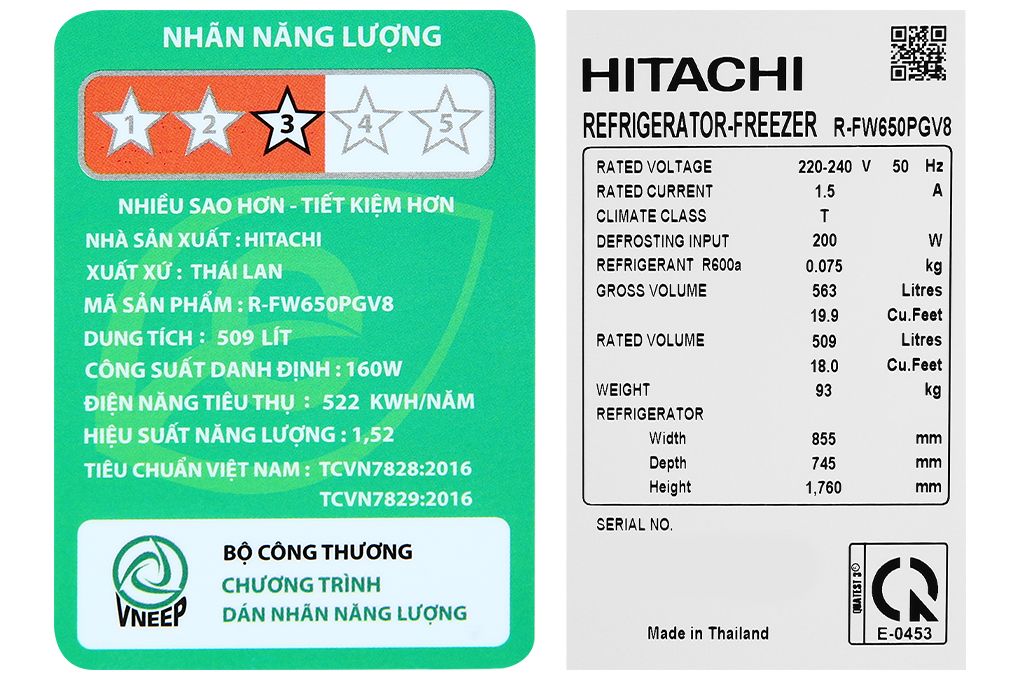 R-FW650PGV8-GBK - Tủ Lạnh Hitachi Inverter 509 Lít Multi Door