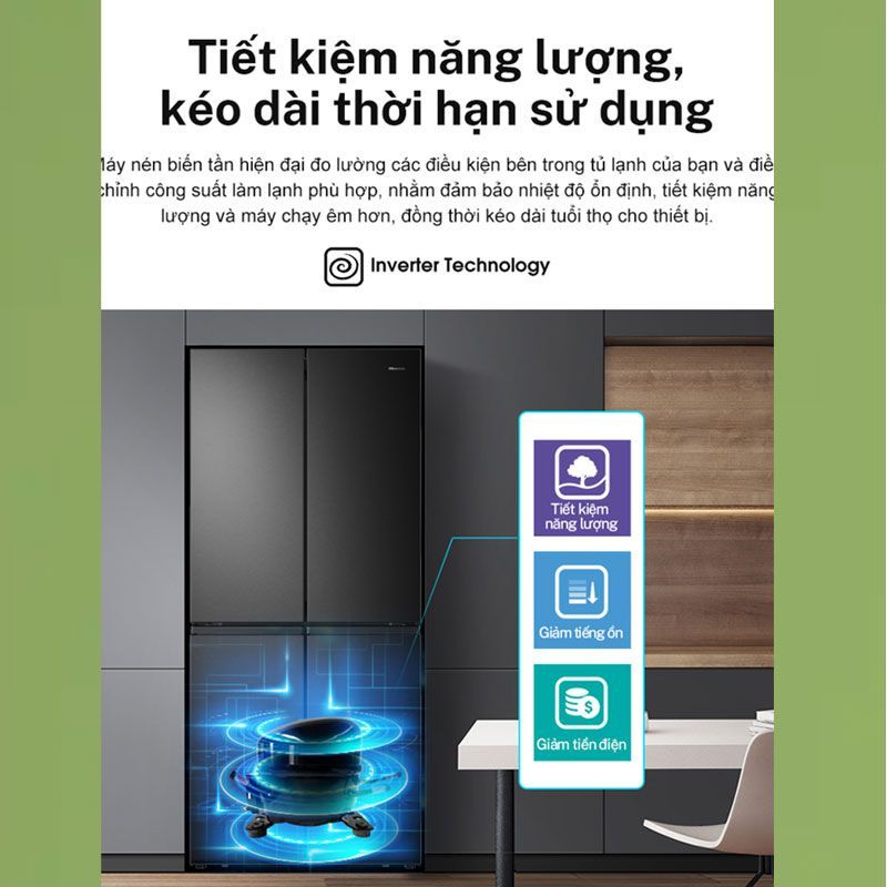 HM51WF - Tủ Lạnh Hisense Inverter _ 454 Lít