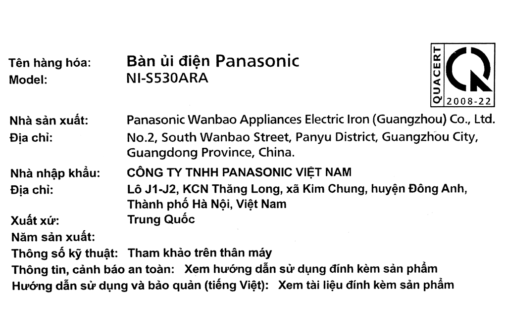 NI-S530ARA - Bàn Ủi Hơi Nước Panasonic - Xanh