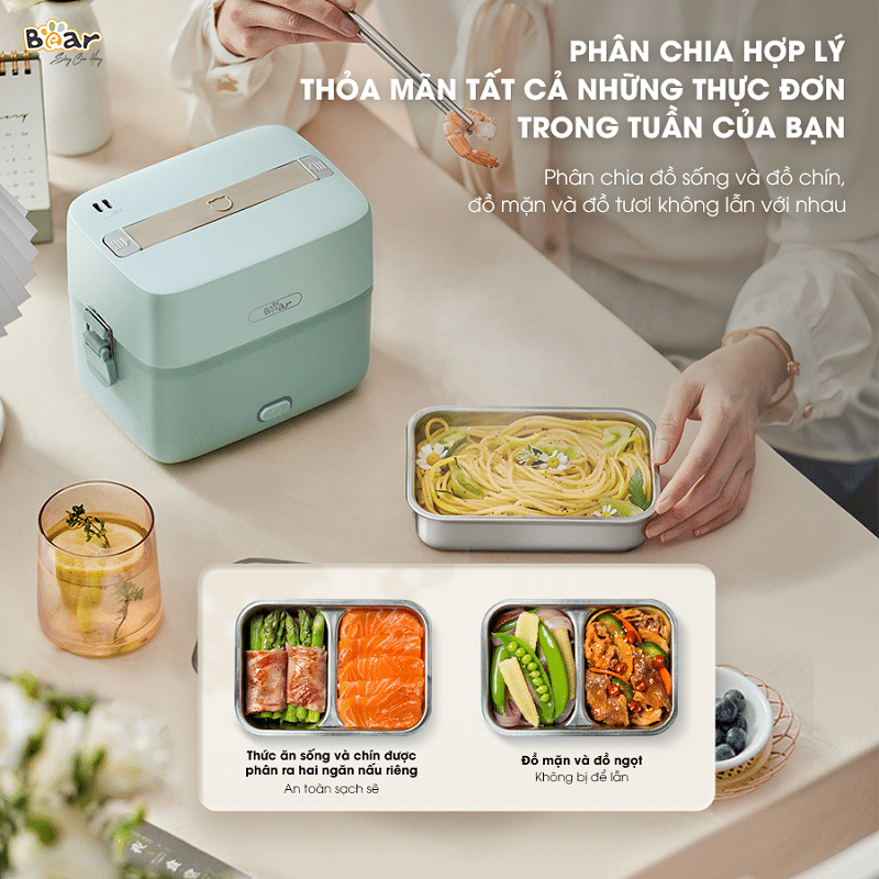 SB-HC12L - Hộp Cơm Điện Bear 1.2 Lít - 2 Ngăn