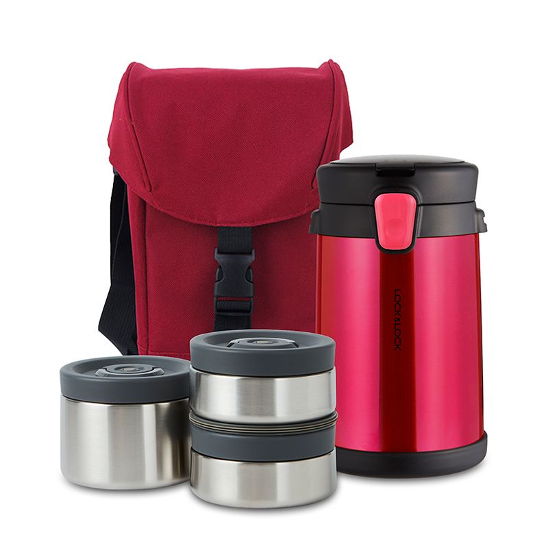 LHC8034RED (màu đỏ) – Bộ hộp cơm giữ nhiệt Easy Take bằng thép không gỉ 2L
