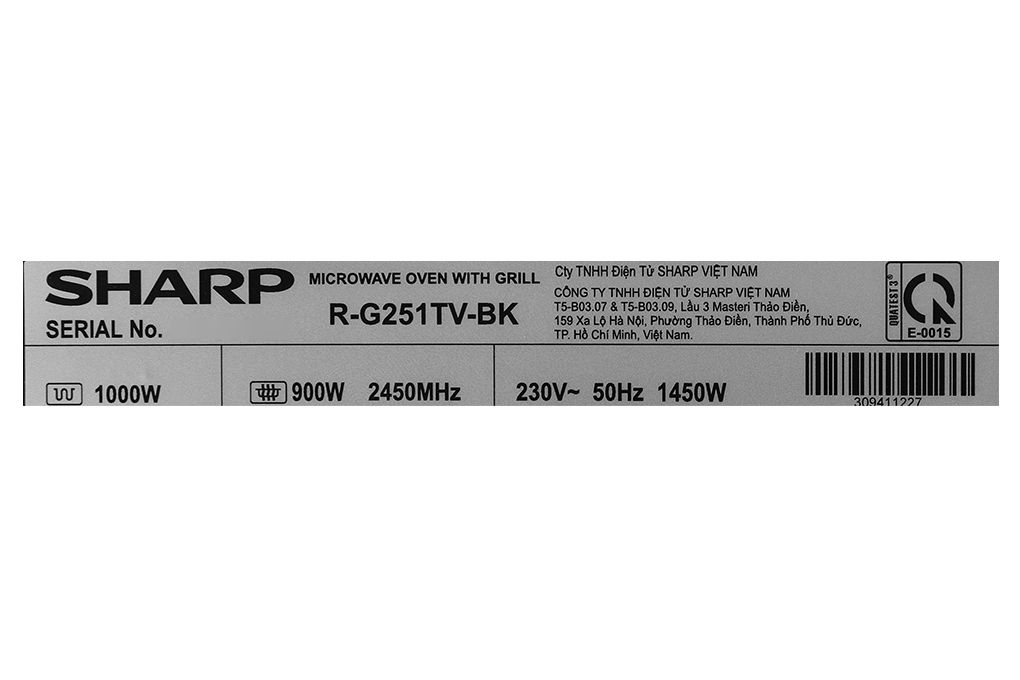 R-G251TV-BK - Lò Vi Sóng Có Nướng Sharp 25 Lít - Thái Lan