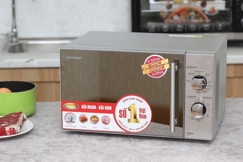 R-G227VN-M - Lò Vi Sóng Có Nướng Sharp 20 Lít - Xám Nhạt