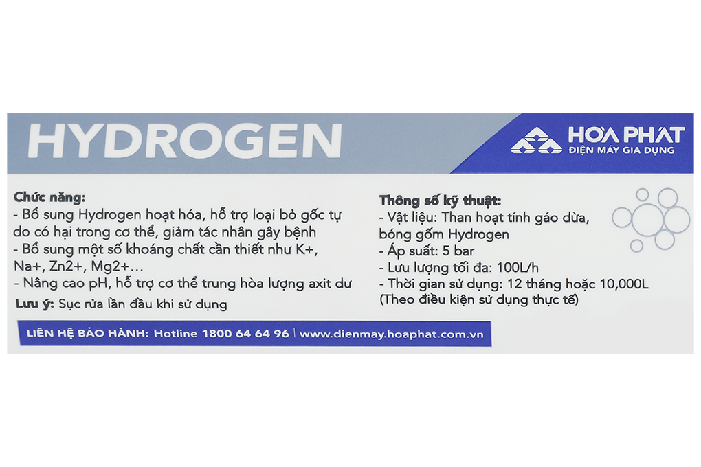 Hydrogen - Lõi Lọc Chức Năng Hòa Phát Số 8