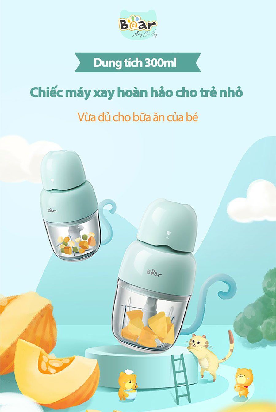 QSJ-B01P1 - Máy xay mini đa năng Bear _ 0.3 Lít
