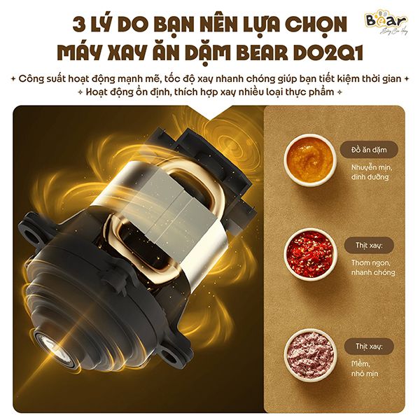 QSJ-D02Q1 - Máy Xay Ăn Dặm Bear 0.6 Lít - Kem