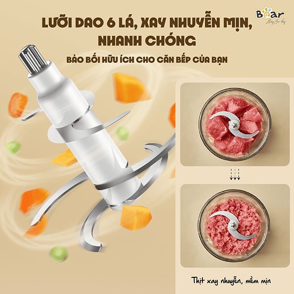 QSJ-D02Q1 - Máy Xay Ăn Dặm Bear 0.6 Lít - Kem