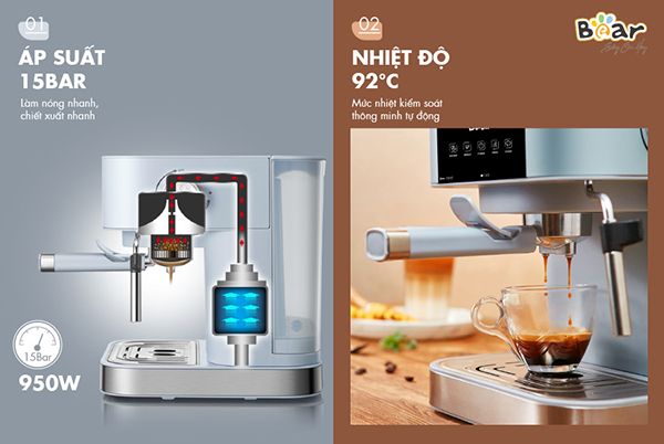 CF-B15V1 - Máy Pha Cà Phê Espresso Tự Động Bear - 1.5 Lít