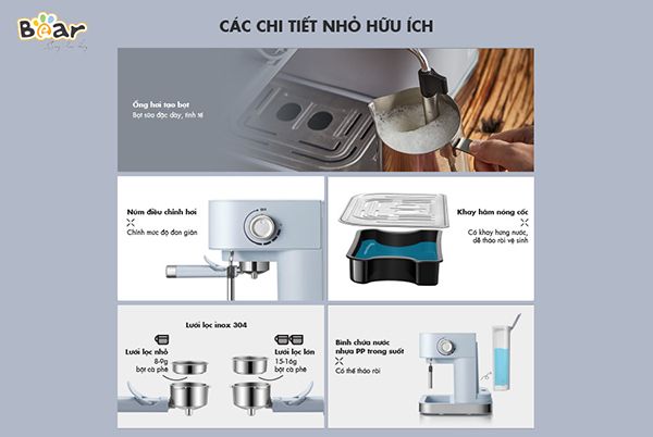 CF-B15V1 - Máy Pha Cà Phê Espresso Tự Động Bear - 1.5 Lít