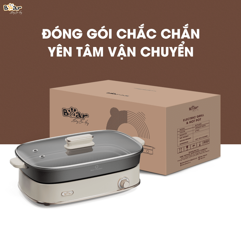 SB-NL45K - Nồi Lẩu Nướng Đa Năng Bear 2 Ngăn 4.5 Lít