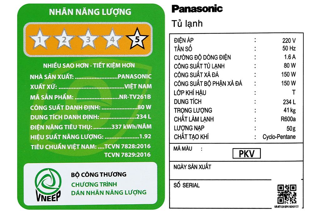 NR-TV261BPKV - Tủ Lạnh Panasonic Inverter 234 Lít