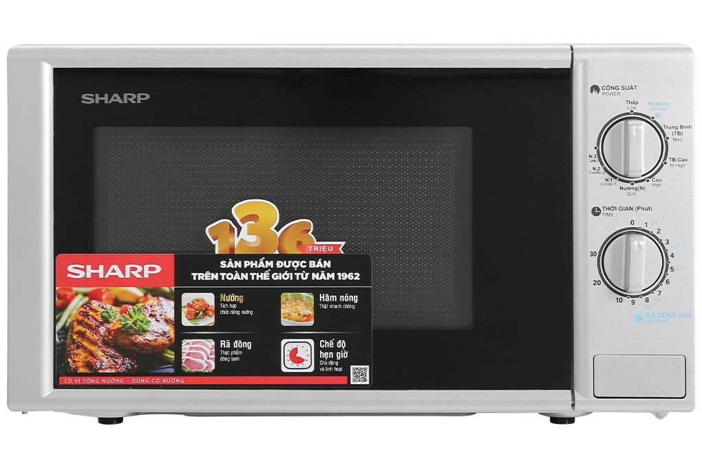 R-G228VN-SL - Lò Vi Sóng Có Nướng Sharp 20 Lít - Đen _Bạc