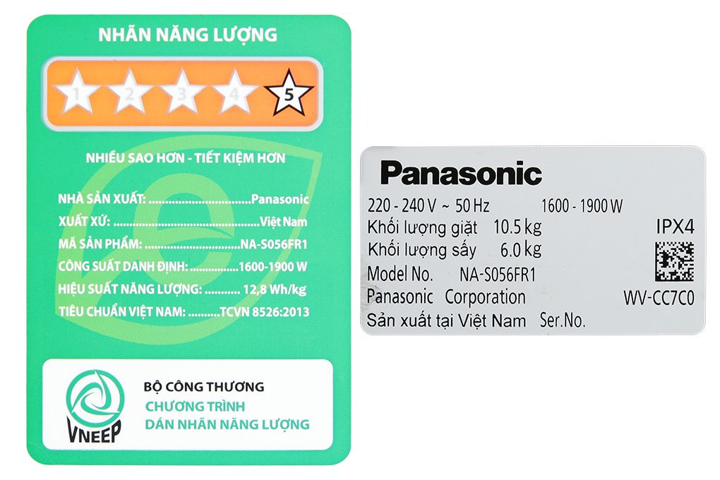 NA-S056FR1BV - Máy Giặt Sấy Panasonic Inverter Giặt 10.5 Kg - Sấy 6 Kg