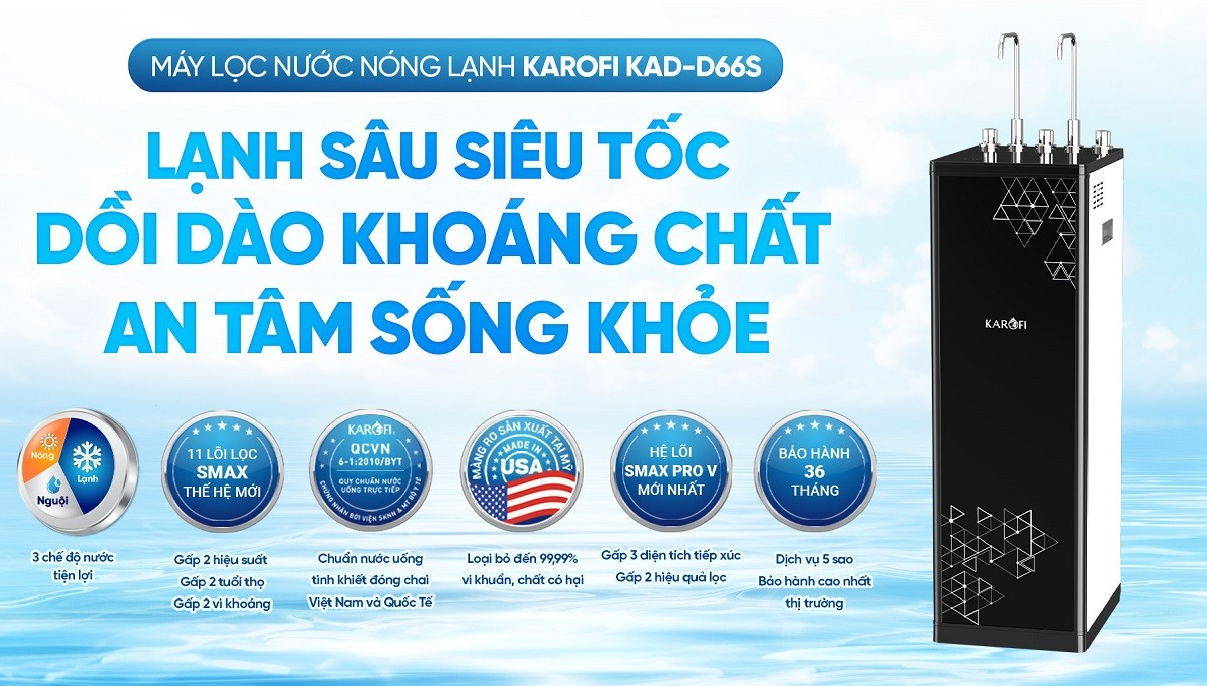 KAD-D66S - Máy Lọc Nước Nóng Lạnh Karofi _ 11 Lõi