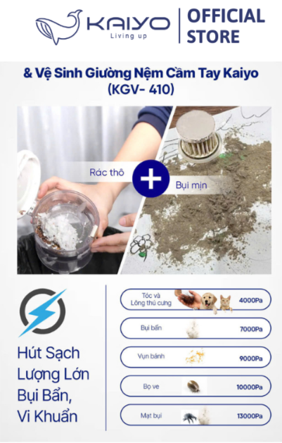 KGV-4106 - Máy Hút Bụi Giường Đệm & Vệ Sinh Giường Nệm Cầm Tay Kaiyo