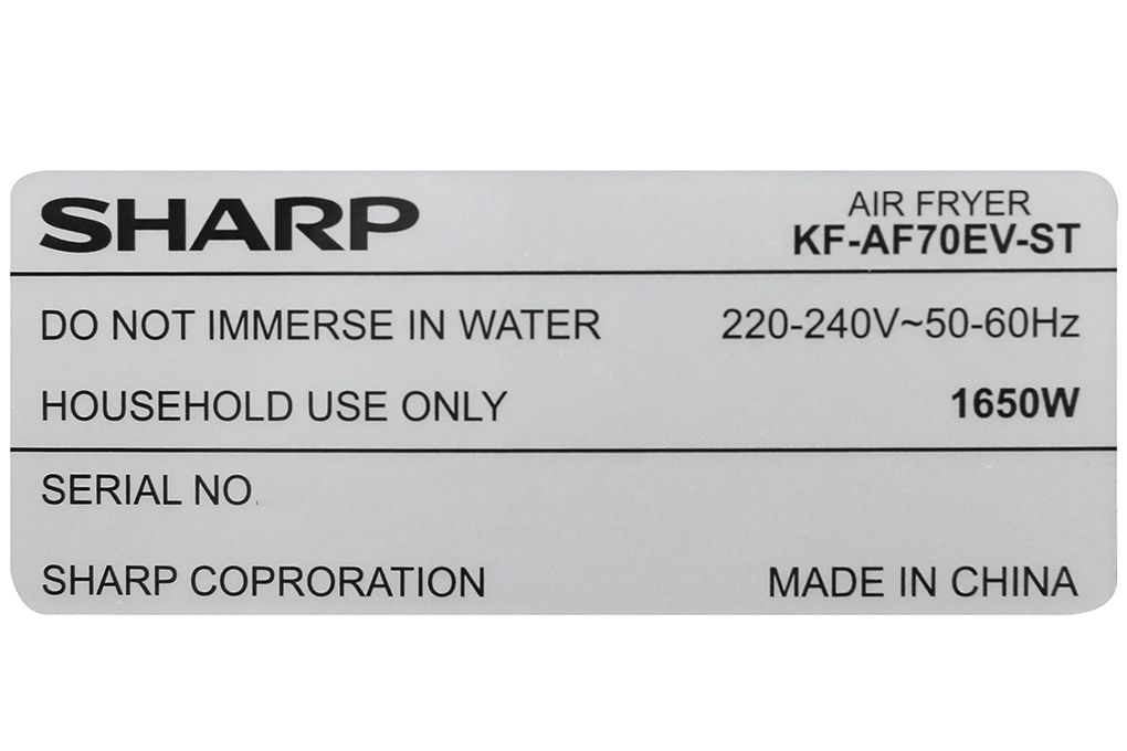 KF-AF70EV-ST - Nồi Chiên Không Dầu Sharp 7 Lít - Bạc