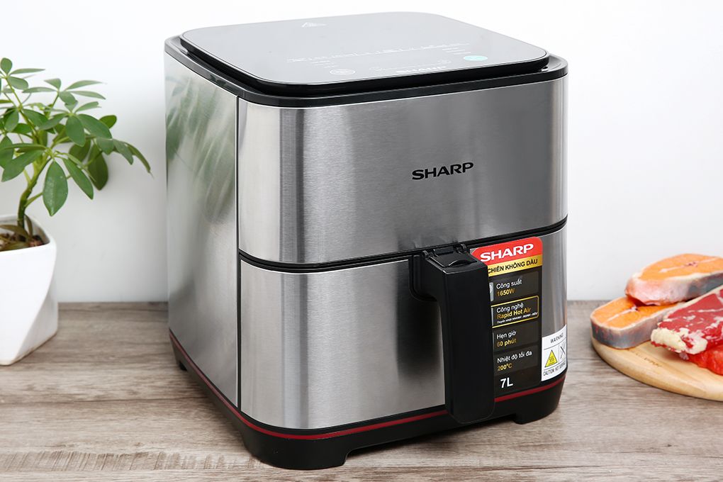 KF-AF70EV-ST - Nồi Chiên Không Dầu Sharp 7 Lít - Bạc