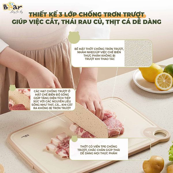 CX-E0023 - Thớt Nhựa Kháng Khuẩn Đa Năng Bear - Size S