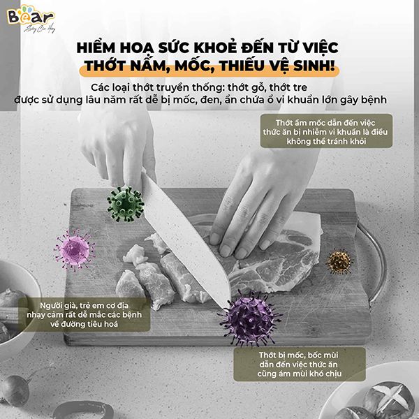 CX-E0023 - Thớt Nhựa Kháng Khuẩn Đa Năng Bear - Size S
