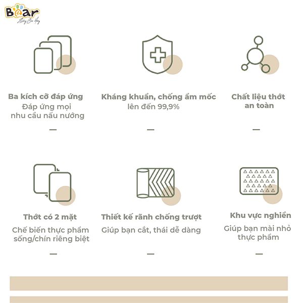 CX-E0023 - Thớt Nhựa Kháng Khuẩn Đa Năng Bear - Size S