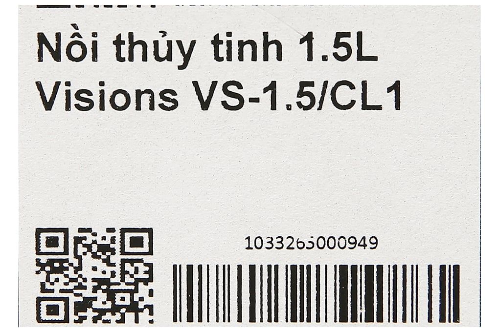 VS-1.5/CL1 - Nồi Thủy Tinh Visions - 1.5 Lít